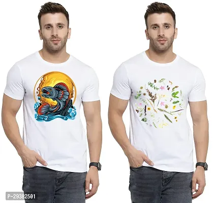 Reliable White Polycotton Printed T-Shirt For Men Pack Of 2-thumb0