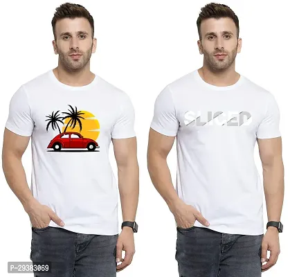 Reliable White Polycotton Printed T-Shirt For Men Pack Of 2-thumb0