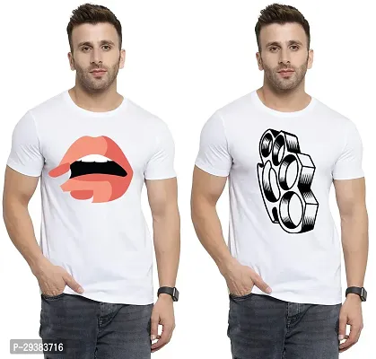 Reliable White Polycotton Printed T-Shirt For Men Pack Of 2-thumb0