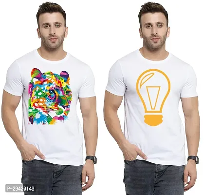 Stylish White Polycotton T-Shirt For Men Pack Of 2