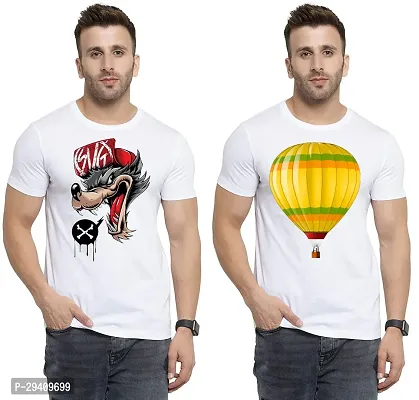 Comfortable White Polycotton Tees For Men Pack Of 2