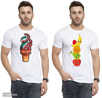 Stylish White Polycotton T-Shirt For Men Pack Of 2