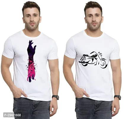 Stylish White Polycotton T-Shirt For Men Pack Of 2