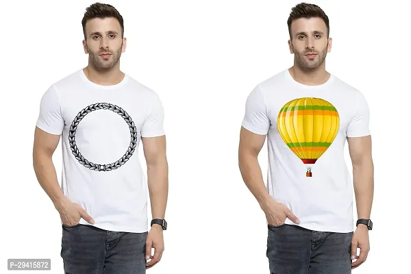 Comfortable White Polycotton Tees For Men Pack Of 2