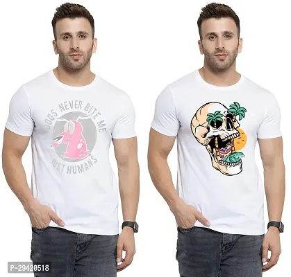 Stylish White Polycotton T-Shirt For Men Pack Of 2