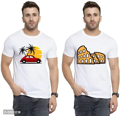 Reliable White Polycotton Printed T-Shirt For Men Pack Of 2-thumb0