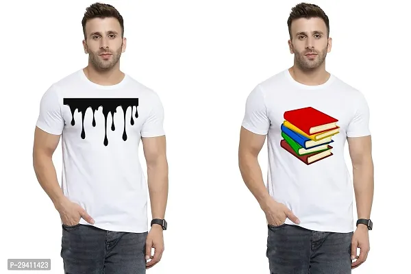 Comfortable White Polycotton Tees For Men Pack Of 2