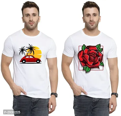 Reliable White Polycotton Printed T-Shirt For Men Pack Of 2