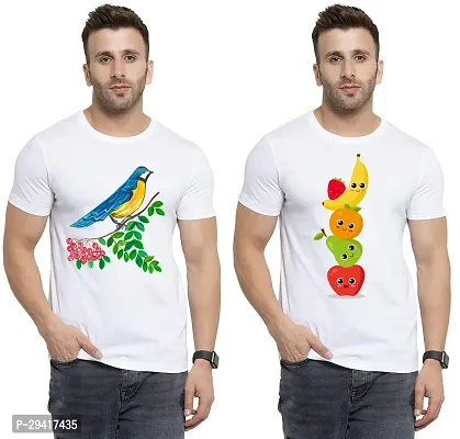 Comfortable White Polycotton Tees For Men Pack Of 2