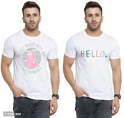 Stylish White Polycotton T-Shirt For Men Pack Of 2