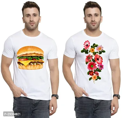 Reliable White Polycotton Printed T-Shirt For Men Pack Of 2-thumb0