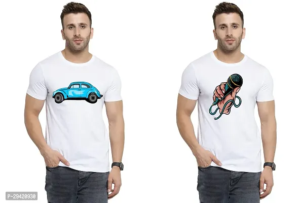 Stylish White Polycotton T-Shirt For Men Pack Of 2