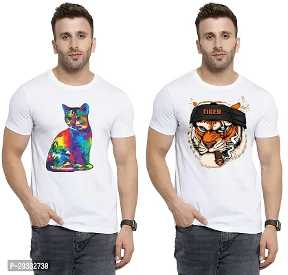 Reliable White Polycotton Printed T-Shirt For Men Pack Of 2-thumb0