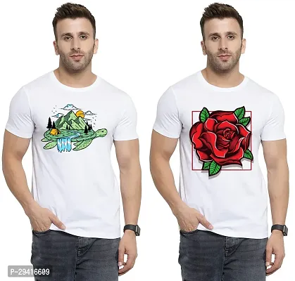 Comfortable White Polycotton Tees For Men Pack Of 2