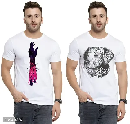 Stylish White Polycotton T-Shirt For Men Pack Of 2