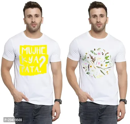 Stylish White Polycotton T-Shirt For Men Pack Of 2-thumb0