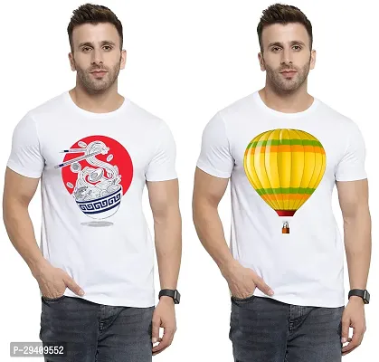 Comfortable White Polycotton Tees For Men Pack Of 2