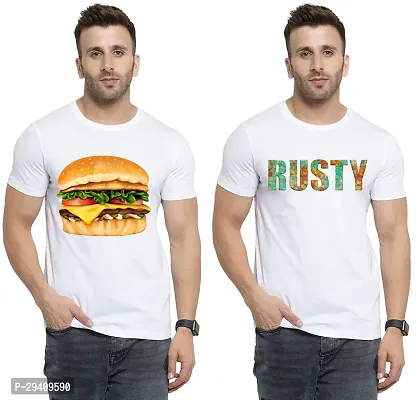 Comfortable White Polycotton Tees For Men Pack Of 2