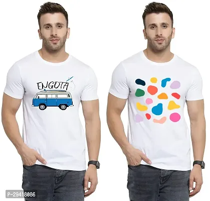 Stylish White Polycotton T-Shirt For Men Pack Of 2