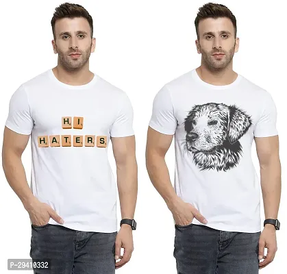 Comfortable White Polycotton Tees For Men Pack Of 2