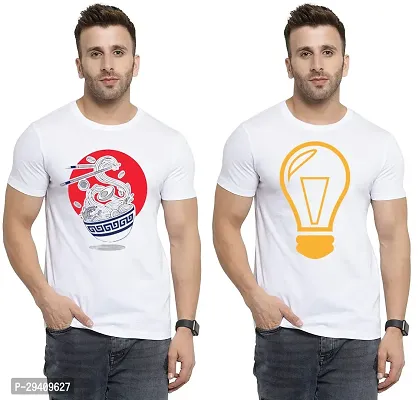 Comfortable White Polycotton Tees For Men Pack Of 2