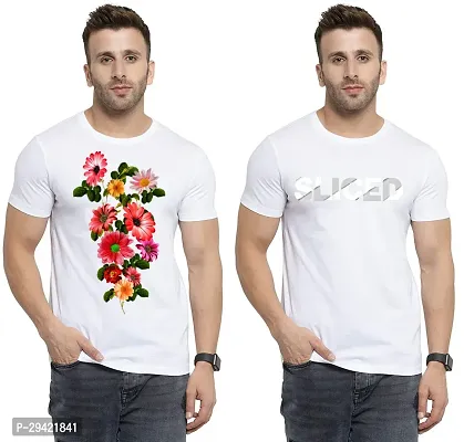 Stylish White Polycotton T-Shirt For Men Pack Of 2-thumb0