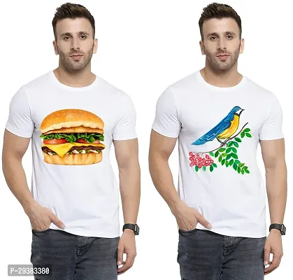 Reliable White Polycotton Printed T-Shirt For Men Pack Of 2