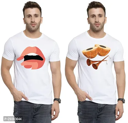 Reliable White Polycotton Printed T-Shirt For Men Pack Of 2-thumb0