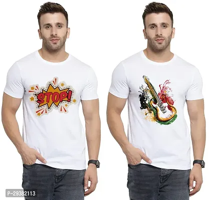 Reliable White Polycotton Printed T-Shirt For Men Pack Of 2-thumb0