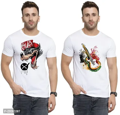 Reliable White Polycotton Printed T-Shirt For Men Pack Of 2-thumb0