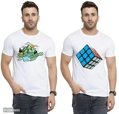 Comfortable White Polycotton Tees For Men Pack Of 2