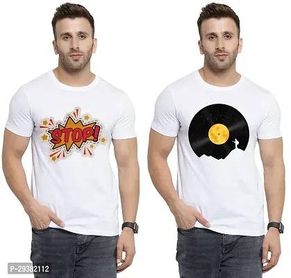 Reliable White Polycotton Printed T-Shirt For Men Pack Of 2