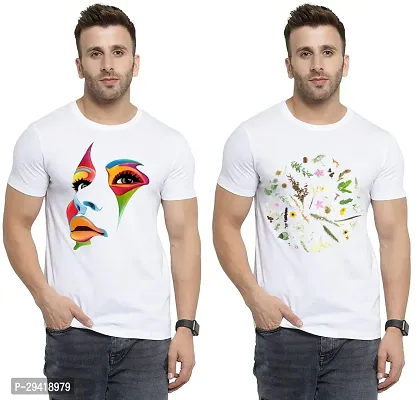 Stylish White Polycotton T-Shirt For Men Pack Of 2-thumb0