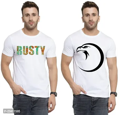 Comfortable White Polycotton Tees For Men Pack Of 2