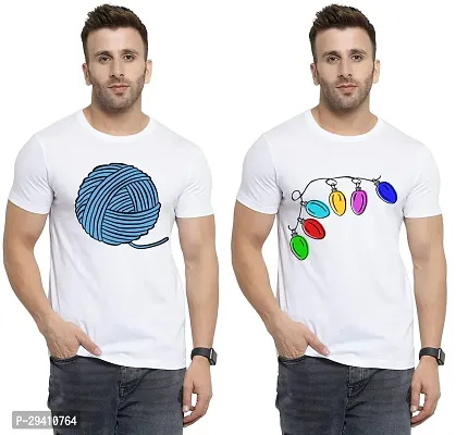 Comfortable White Polycotton Tees For Men Pack Of 2