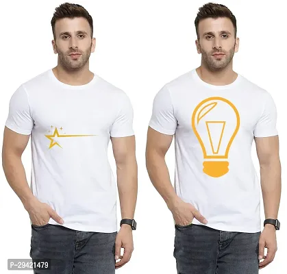 Stylish White Polycotton T-Shirt For Men Pack Of 2