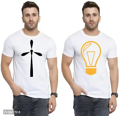 Comfortable White Polycotton Tees For Men Pack Of 2