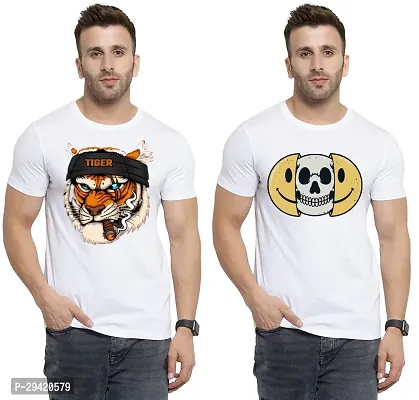 Stylish White Polycotton T-Shirt For Men Pack Of 2