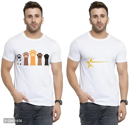 Stylish White Polycotton T-Shirt For Men Pack Of 2-thumb0