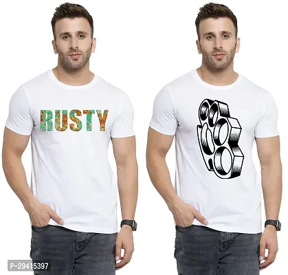 Comfortable White Polycotton Tees For Men Pack Of 2