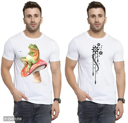 Comfortable White Polycotton Tees For Men Pack Of 2