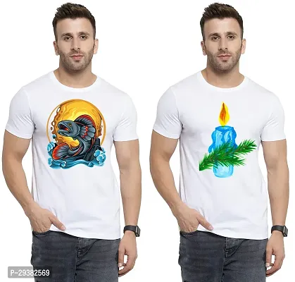 Reliable White Polycotton Printed T-Shirt For Men Pack Of 2-thumb0