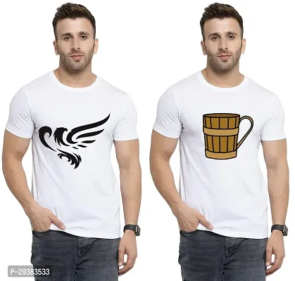 Reliable White Polycotton Printed T-Shirt For Men Pack Of 2-thumb0