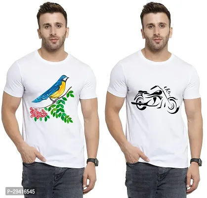 Comfortable White Polycotton Tees For Men Pack Of 2