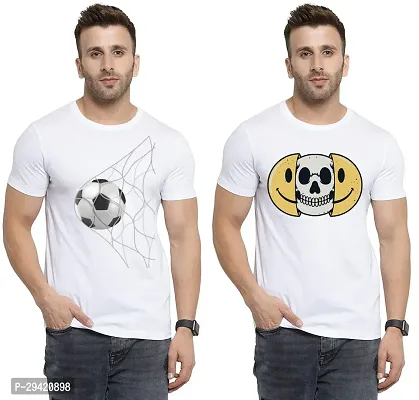 Stylish White Polycotton T-Shirt For Men Pack Of 2