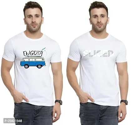 Stylish White Polycotton T-Shirt For Men Pack Of 2