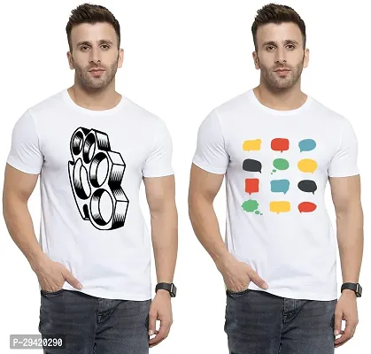 Stylish White Polycotton T-Shirt For Men Pack Of 2-thumb0