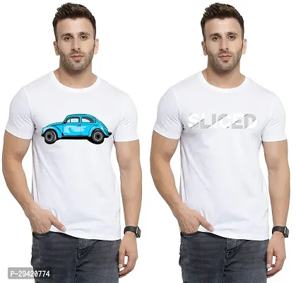 Stylish White Polycotton T-Shirt For Men Pack Of 2