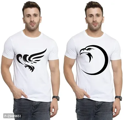 Comfortable White Polycotton Tees For Men Pack Of 2