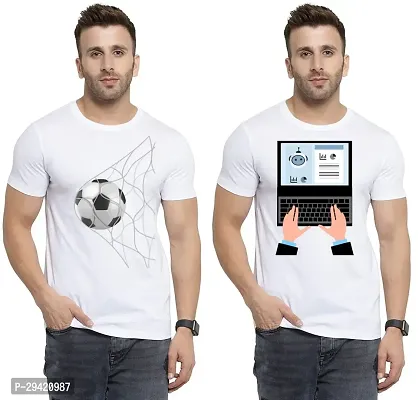 Stylish White Polycotton T-Shirt For Men Pack Of 2